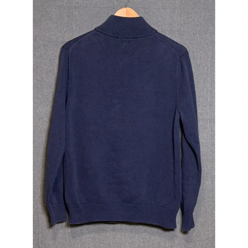 J.Crew Mens Navy Blue Cotton Cashmere Quarter Zip Sweater Large